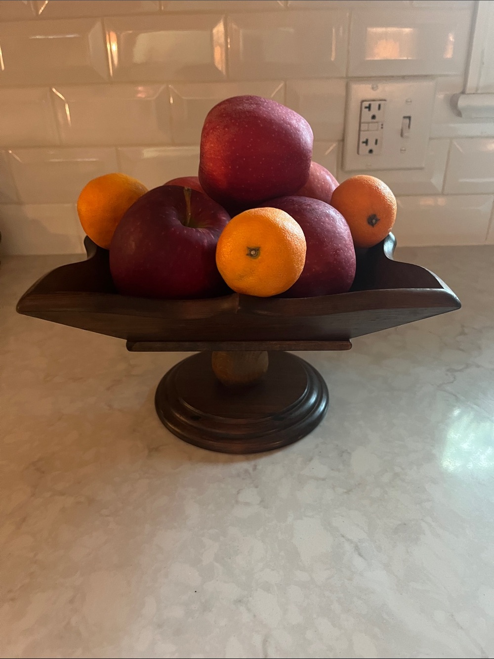 Vintage Wooden pedestal Fruit Bowl MCM Decor perfect for pumpkins fruit seashell